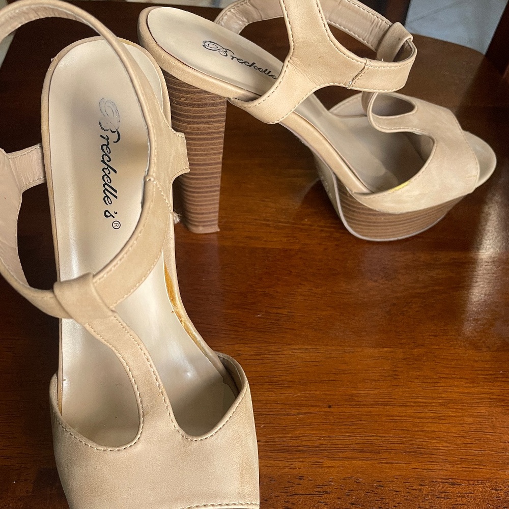 Tan high heels
